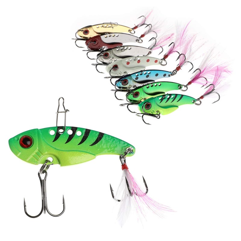 WANBY Proven Explosive Color Special Spinner Spoon Swimbait Vibrating Jigging Freshwater Saltwater Fishing Tackle Lures and Baits (7pcs VIB) - Image 1